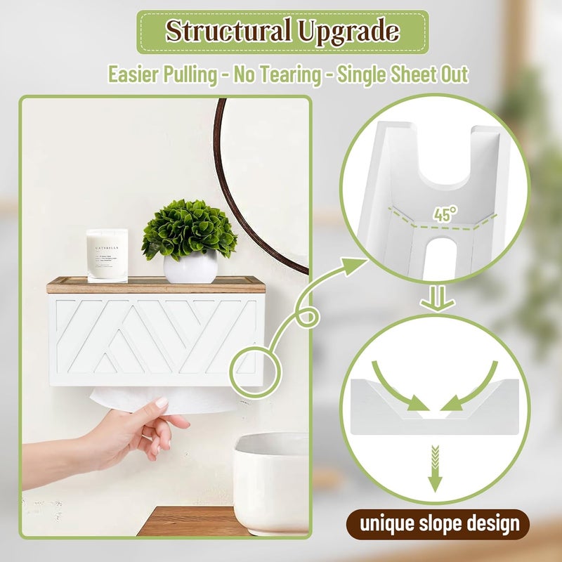 Jorkol Paper Towel Dispenser Wall Mount, Paper Towel Holder Wall Mounted with Lid, Solid Wood Commercial C-Fold, Z-Fold, Trifold Hand Paper Towel Holder Dispenser Hand Towel Holder for Bathroom Kitchen Decor - Image 3